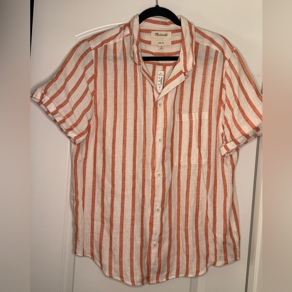 Madewell Easy Short-Sleeve Shirt in Stripe Jacquard Size M NWT